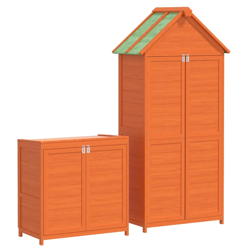 vidaXL 2 Piece Garden Tool Shed Set Brown Solid Wood Pine 5