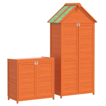 vidaXL 2 Piece Garden Tool Shed Set Brown Solid Wood Pine 5