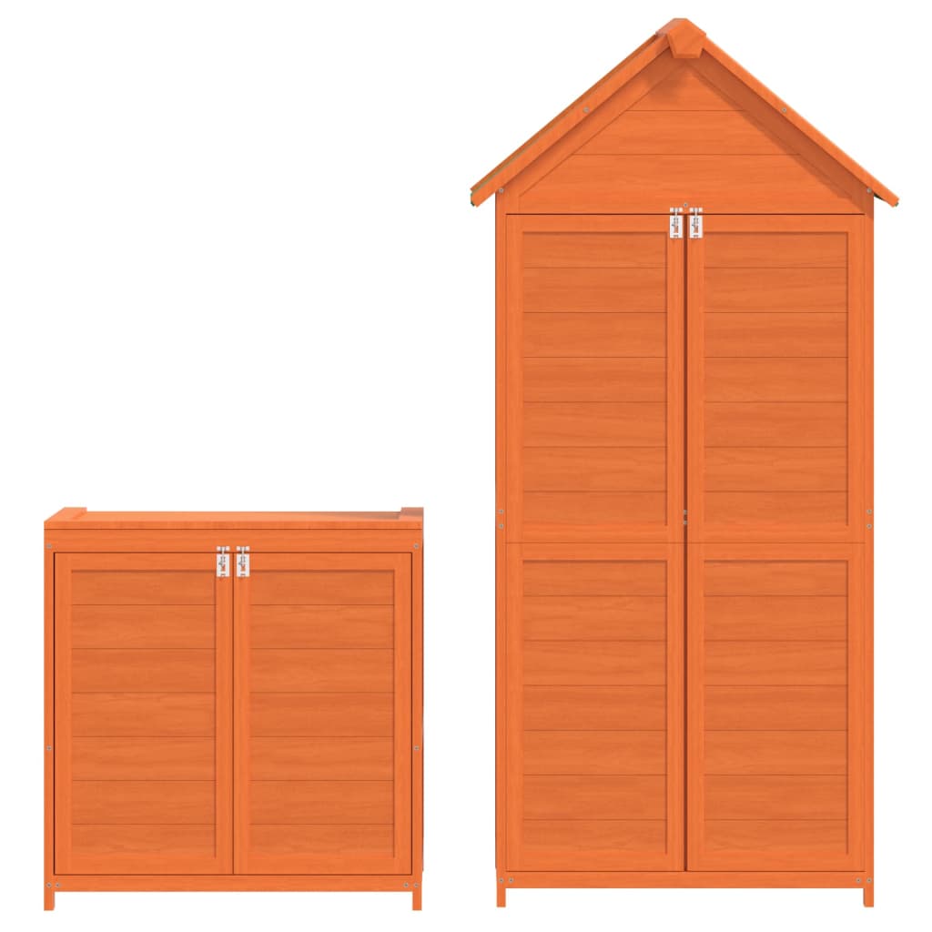 vidaXL 2 Piece Garden Tool Shed Set Brown Solid Wood Pine 6