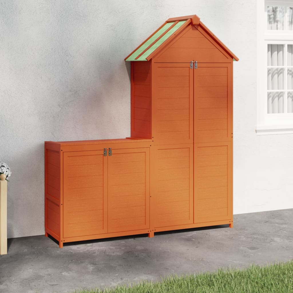 vidaXL 2 Piece Garden Tool Shed Set Brown Solid Wood Pine 1