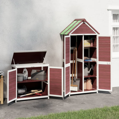 vidaXL 2 Piece Garden Tool Shed Set Mocha Solid Wood Pine 3