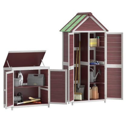vidaXL 2 Piece Garden Tool Shed Set Mocha Solid Wood Pine 4