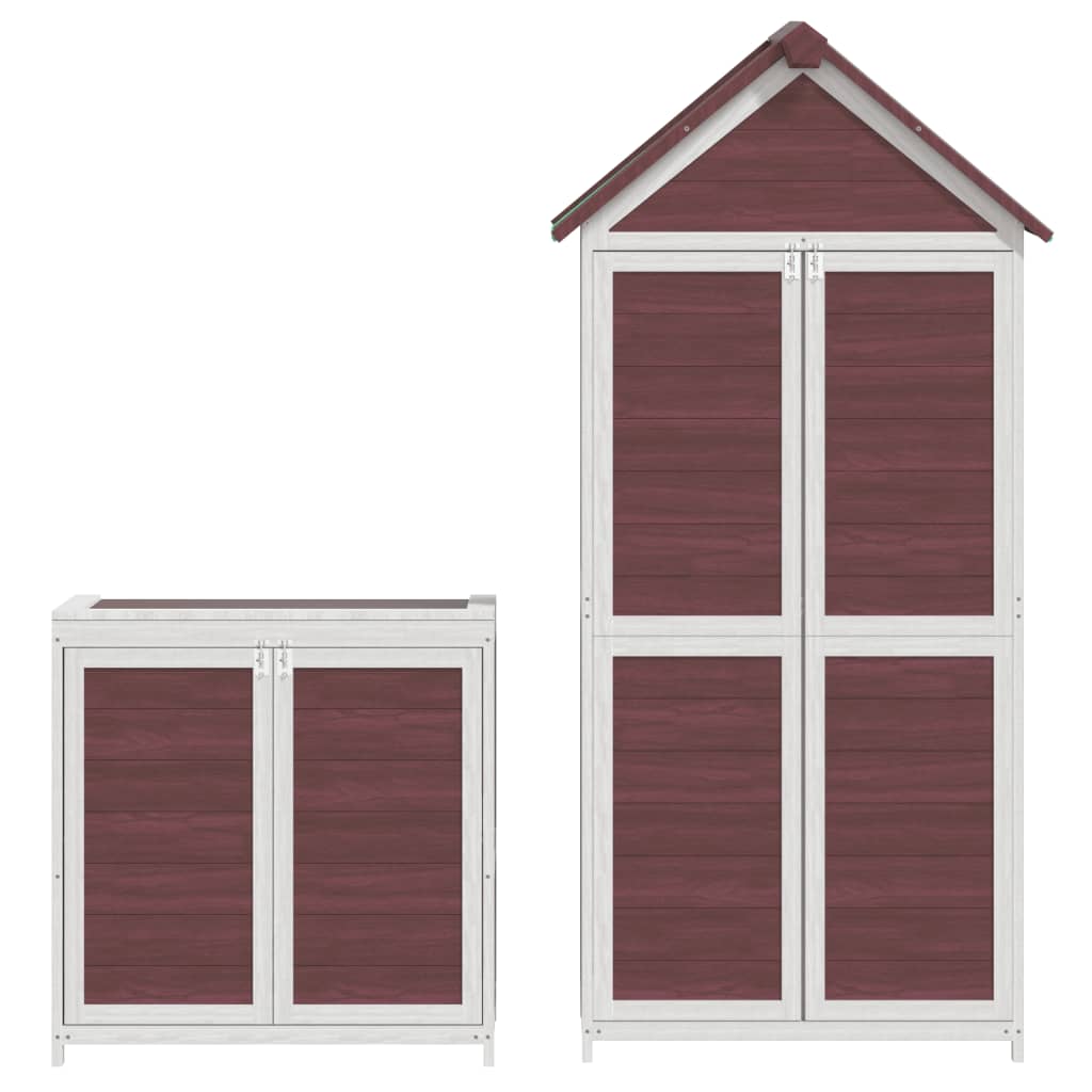 vidaXL 2 Piece Garden Tool Shed Set Mocha Solid Wood Pine 6
