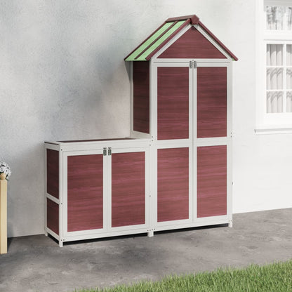 vidaXL 2 Piece Garden Tool Shed Set Mocha Solid Wood Pine 1