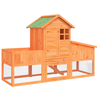 Rabbit Hutch 170x63x113 cm Solid Wood Pine Brown
