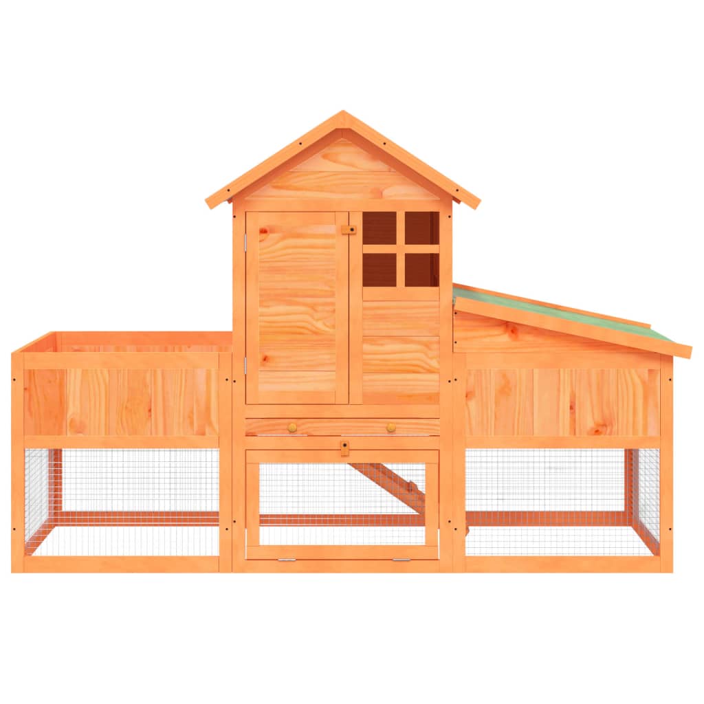Rabbit Hutch 170x63x113 cm Solid Wood Pine Brown