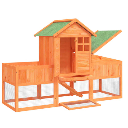 Rabbit Hutch 170x63x113 cm Solid Wood Pine Brown