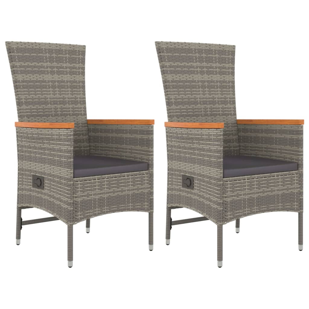 vidaXL 3 Piece Garden Dining Set Grey Poly Rattan&Solid Wood Acacia 4
