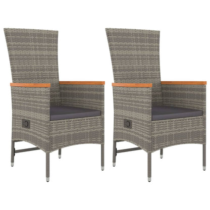 vidaXL 3 Piece Garden Dining Set Grey Poly Rattan&Solid Wood Acacia 4
