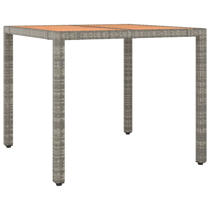 vidaXL 3 Piece Garden Dining Set Grey Poly Rattan&Solid Wood Acacia 6