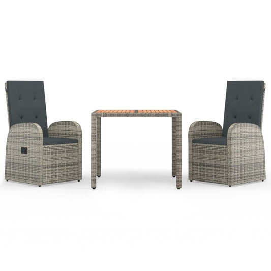 5 Piece Garden Dining Set Grey Poly Rattan&Solid Wood Acacia 90 x 90 x 75 cm 2-Seater (without footrest)