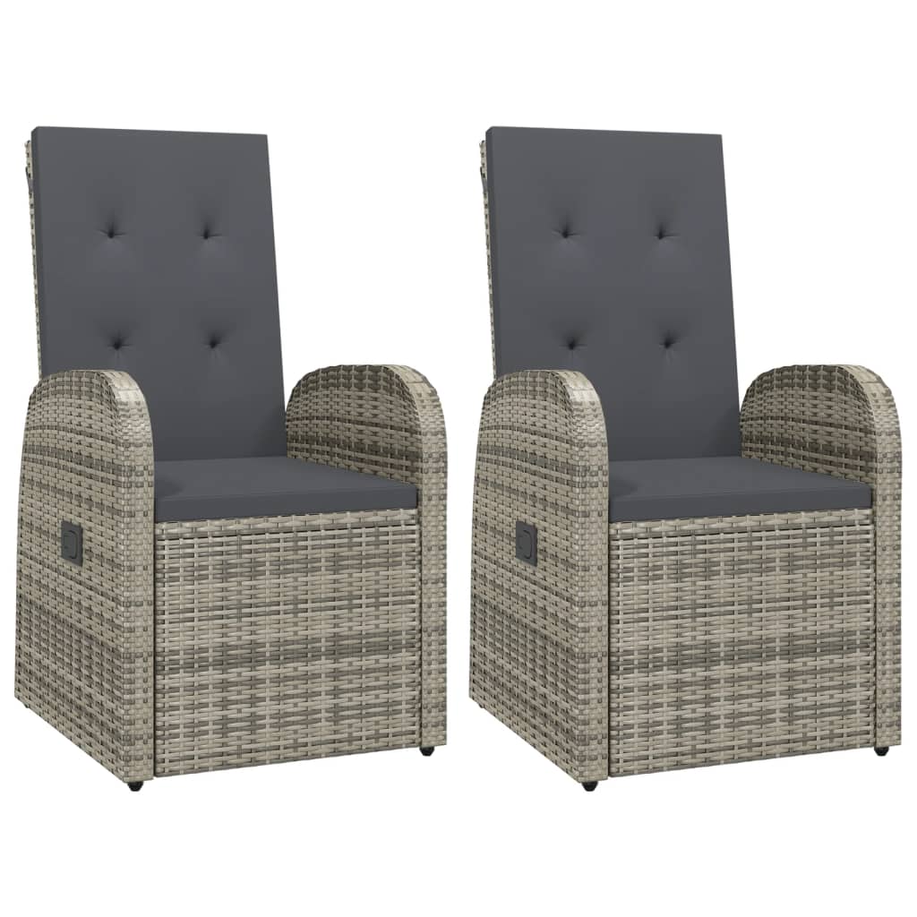vidaXL 3 Piece Garden Dining Set Grey Poly Rattan&Solid Wood Acacia 4