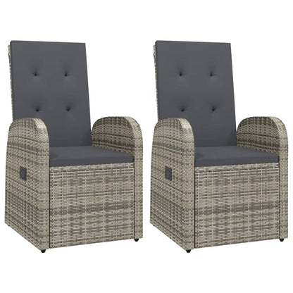 vidaXL 3 Piece Garden Dining Set Grey Poly Rattan&Solid Wood Acacia 4
