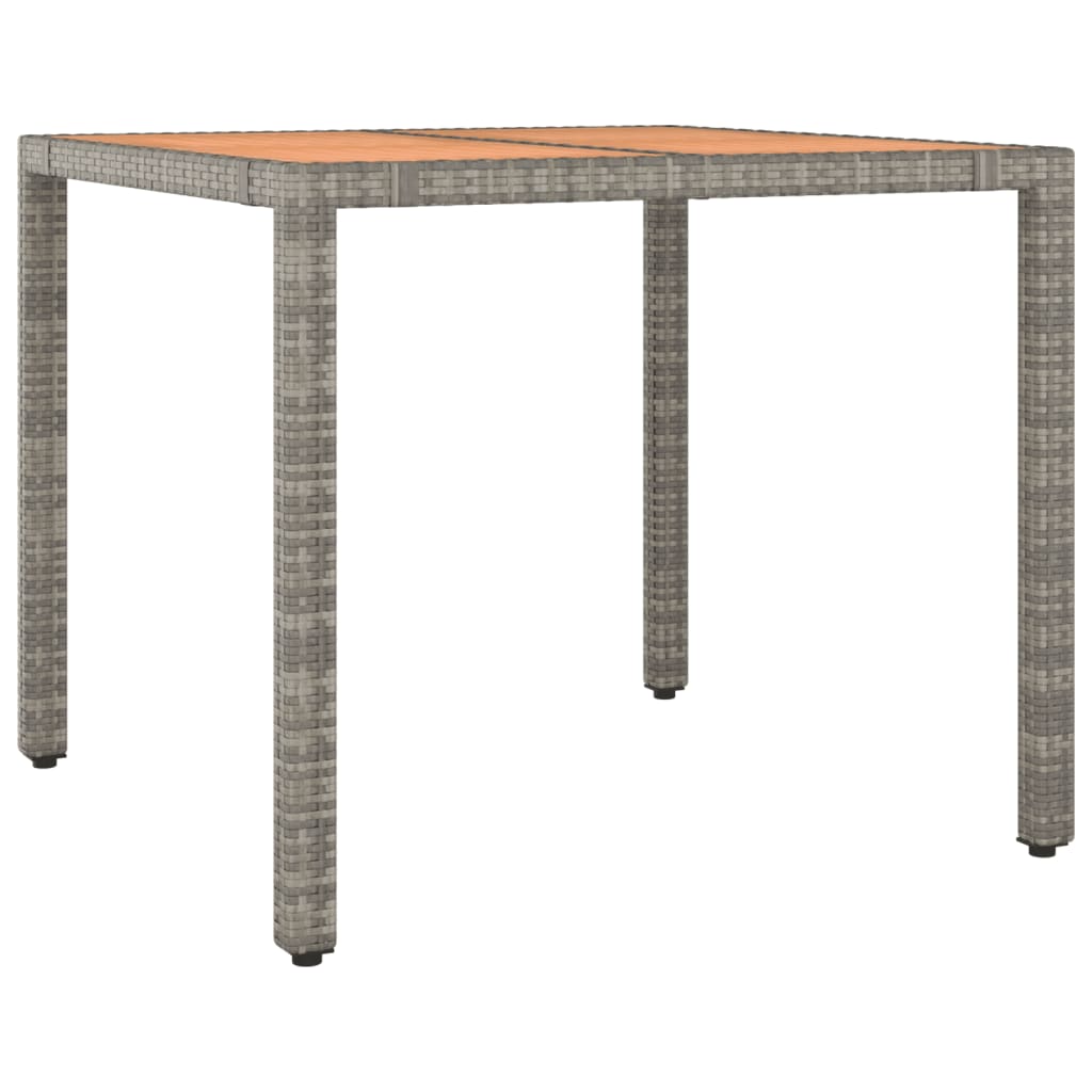 vidaXL 3 Piece Garden Dining Set Grey Poly Rattan&Solid Wood Acacia 6
