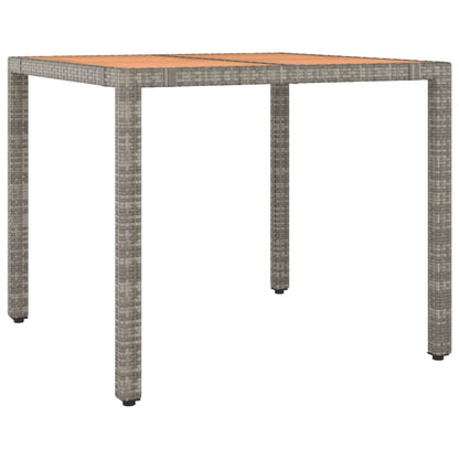 vidaXL 3 Piece Garden Dining Set Grey Poly Rattan&Solid Wood Acacia 6