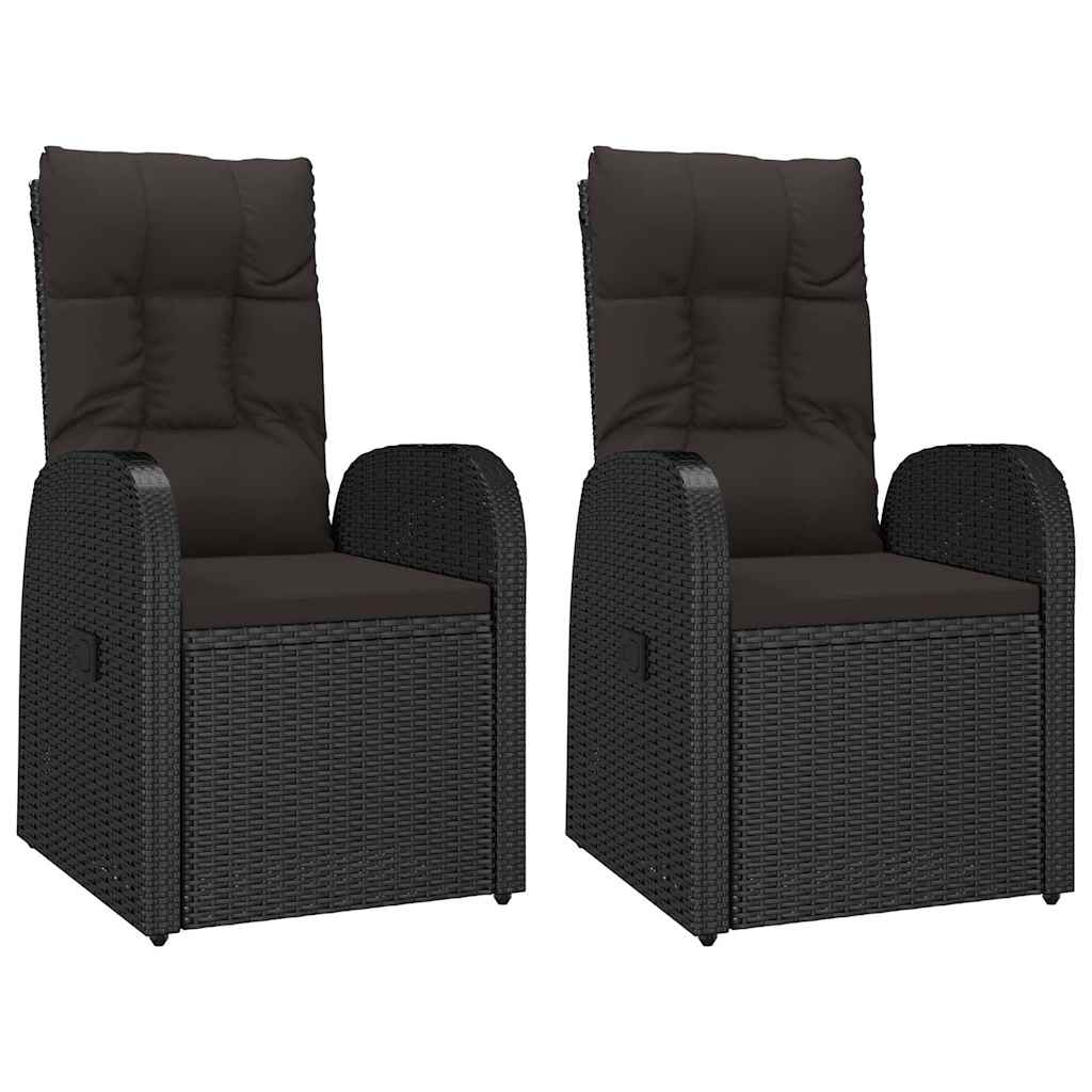vidaXL 3 Piece Garden Lounge Set Black Poly Rattan&Solid Wood Acacia 4