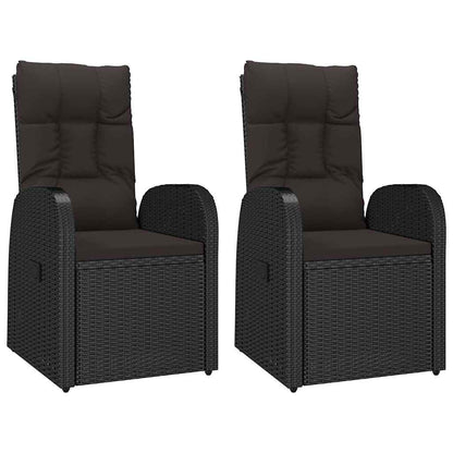 vidaXL 3 Piece Garden Lounge Set Black Poly Rattan&Solid Wood Acacia 4