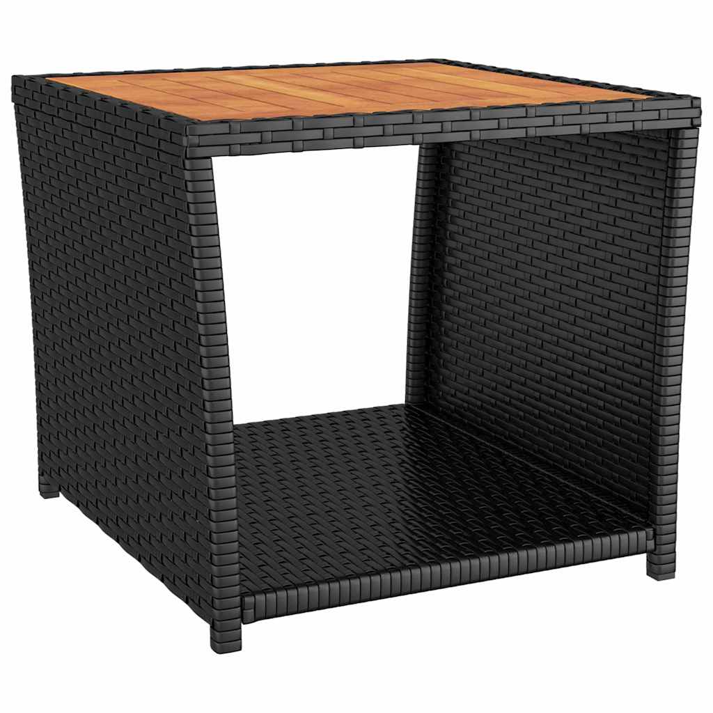 vidaXL 3 Piece Garden Lounge Set Black Poly Rattan&Solid Wood Acacia 5