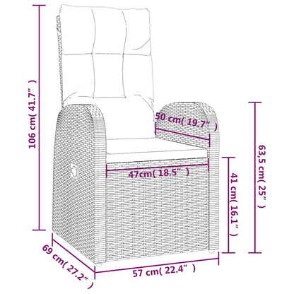 vidaXL 3 Piece Garden Lounge Set Black Poly Rattan&Solid Wood Acacia 6