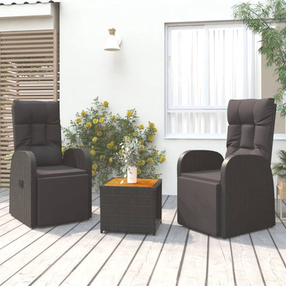 vidaXL 3 Piece Garden Lounge Set Poly Rattan&Solid Wood Acacia