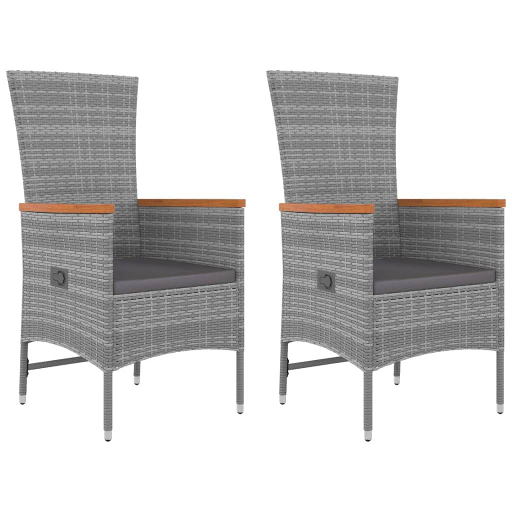 vidaXL 3 Piece Garden Lounge Set Grey Poly Rattan&Solid Wood Acacia 4