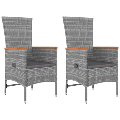 vidaXL 3 Piece Garden Lounge Set Grey Poly Rattan&Solid Wood Acacia 4