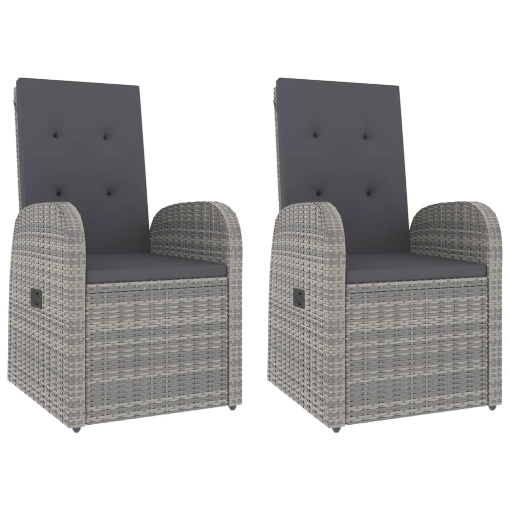 vidaXL 3 Piece Garden Lounge Set Grey Poly Rattan&Solid Wood Acacia 4