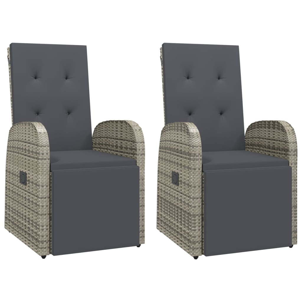 vidaXL 3 Piece Garden Lounge Set Grey Poly Rattan&Solid Wood Acacia 4