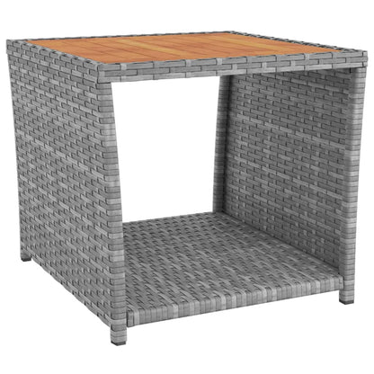 vidaXL 3 Piece Garden Lounge Set Grey Poly Rattan&Solid Wood Acacia 5
