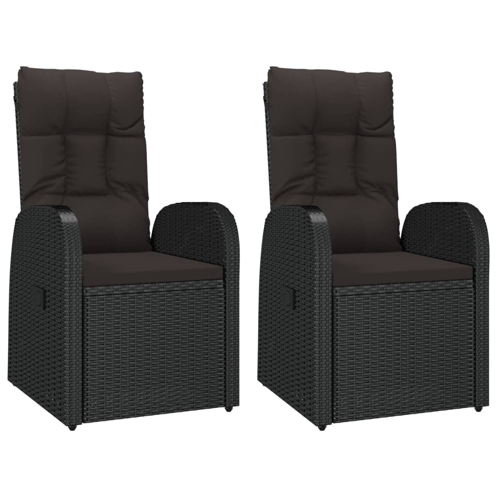 vidaXL 3 Piece Garden Lounge Set Black Poly Rattan&Steel 4