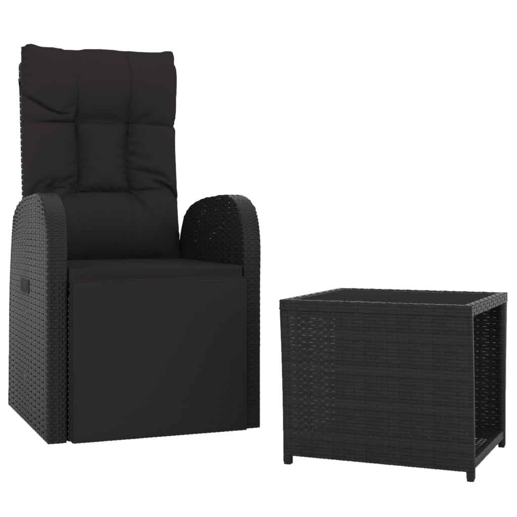vidaXL 2 Piece Garden Lounge Set Black Poly Rattan&Steel 3
