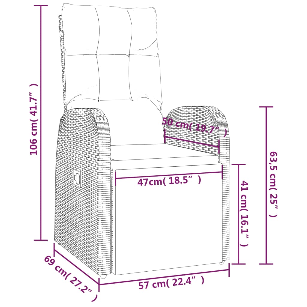 vidaXL 2 Piece Garden Lounge Set Black Poly Rattan&Steel 6
