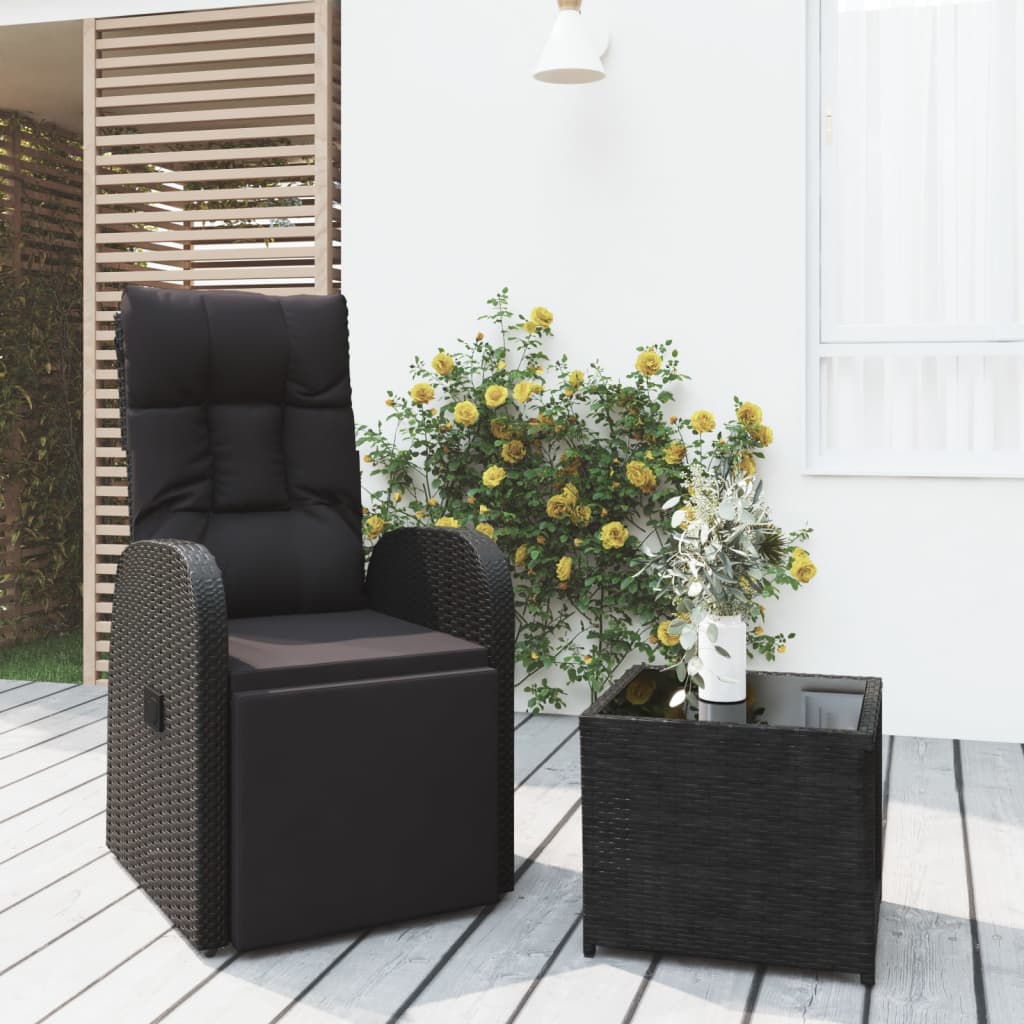 vidaXL 2 Piece Garden Lounge Set Black Poly Rattan&Steel 1