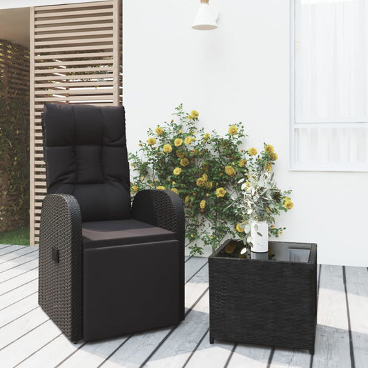 vidaXL 2 Piece Garden Lounge Set Black Poly Rattan&Steel 1