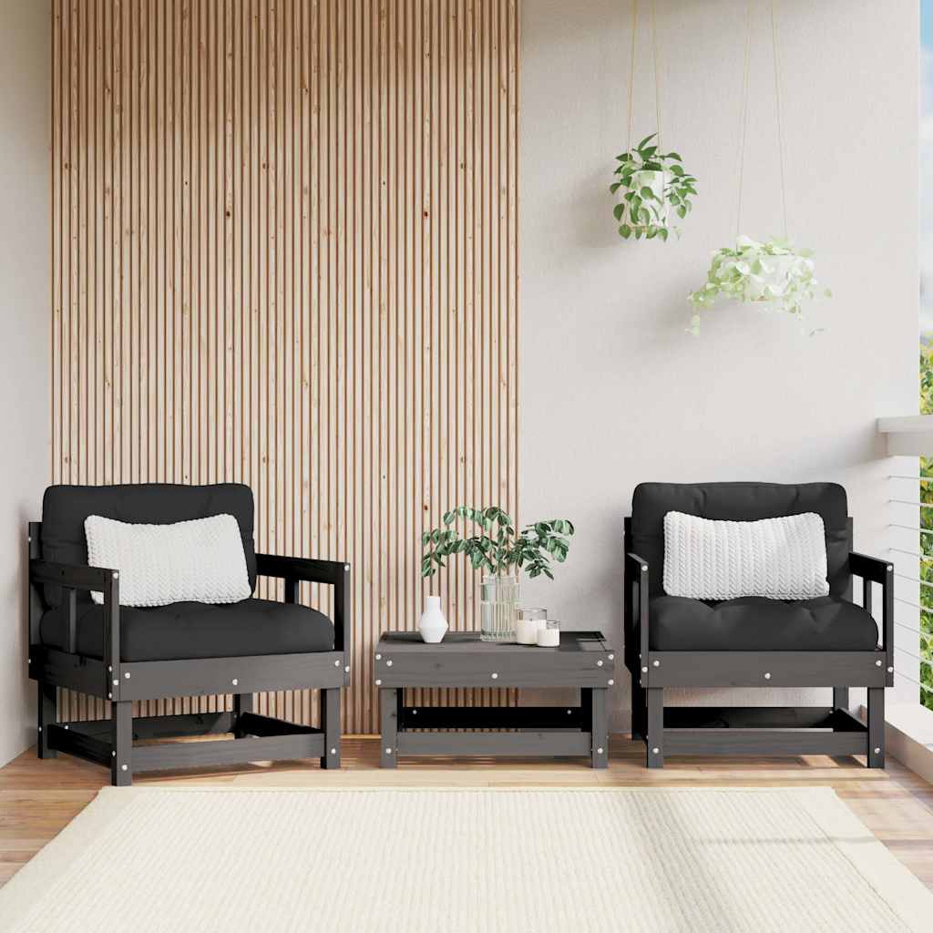 Cushions Black Solid Wood Pine Grey pine Chair
