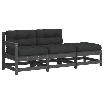 Cushions Grey Solid Wood Pine Grey Pine 3-Seater