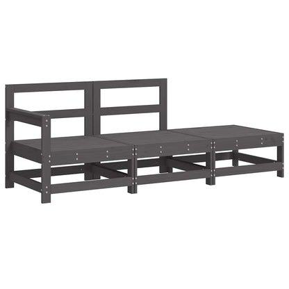 vidaXL 3 Piece Garden Lounge Set with Cushions Grey Solid Wood 3