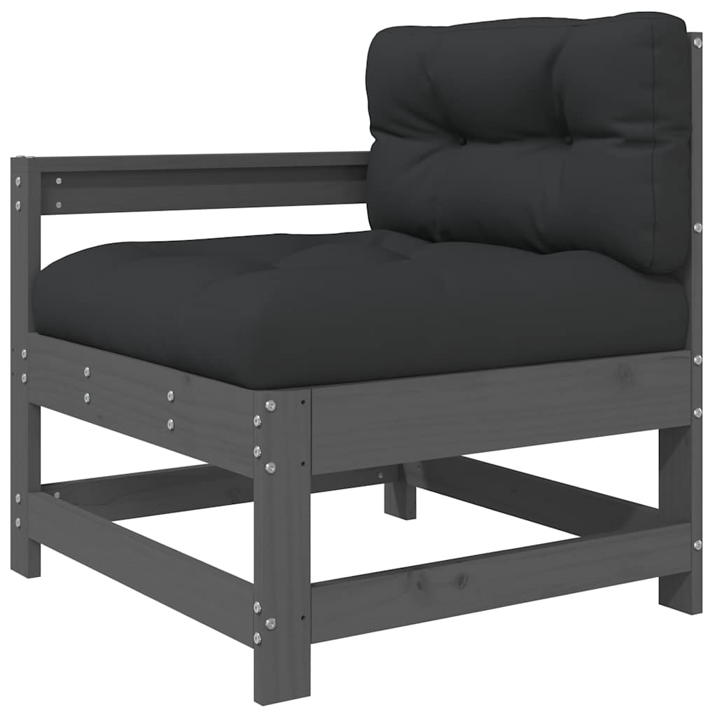 vidaXL 3 Piece Garden Lounge Set with Cushions Grey Solid Wood 4