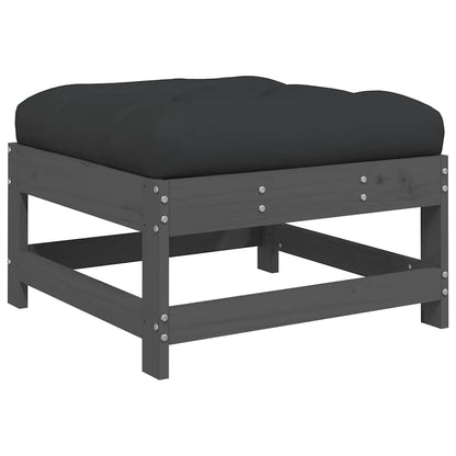 vidaXL 3 Piece Garden Lounge Set with Cushions Grey Solid Wood 6