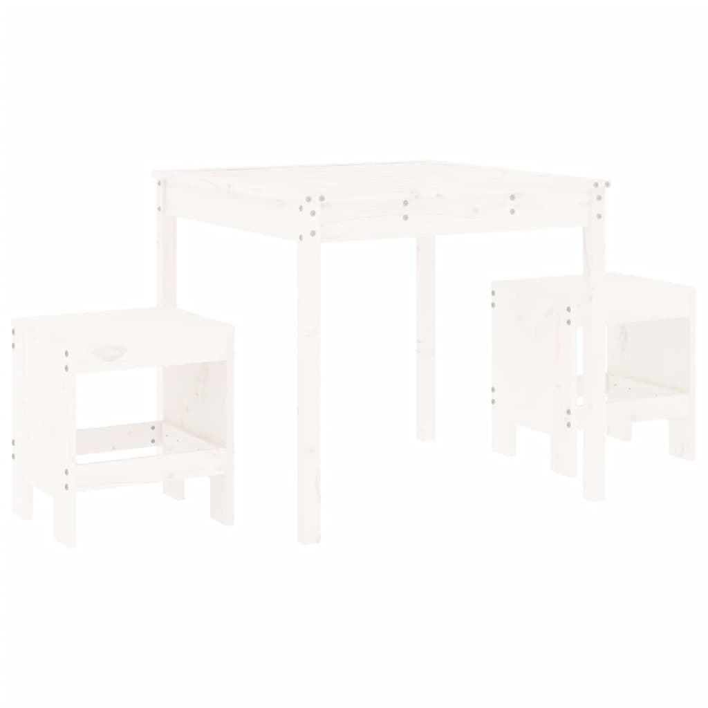 3 Piece Garden Bistro Set Solid Wood Pine White pine