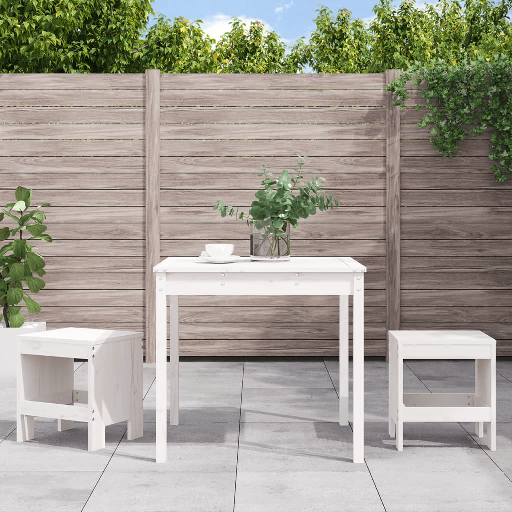 3 Piece Garden Bistro Set Solid Wood Pine White pine