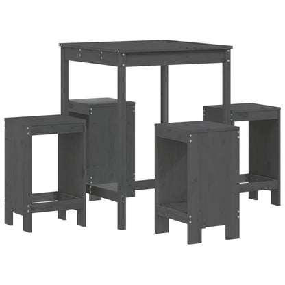 vidaXL 5 Piece Garden Bar Set Grey Solid Wood Pine 2