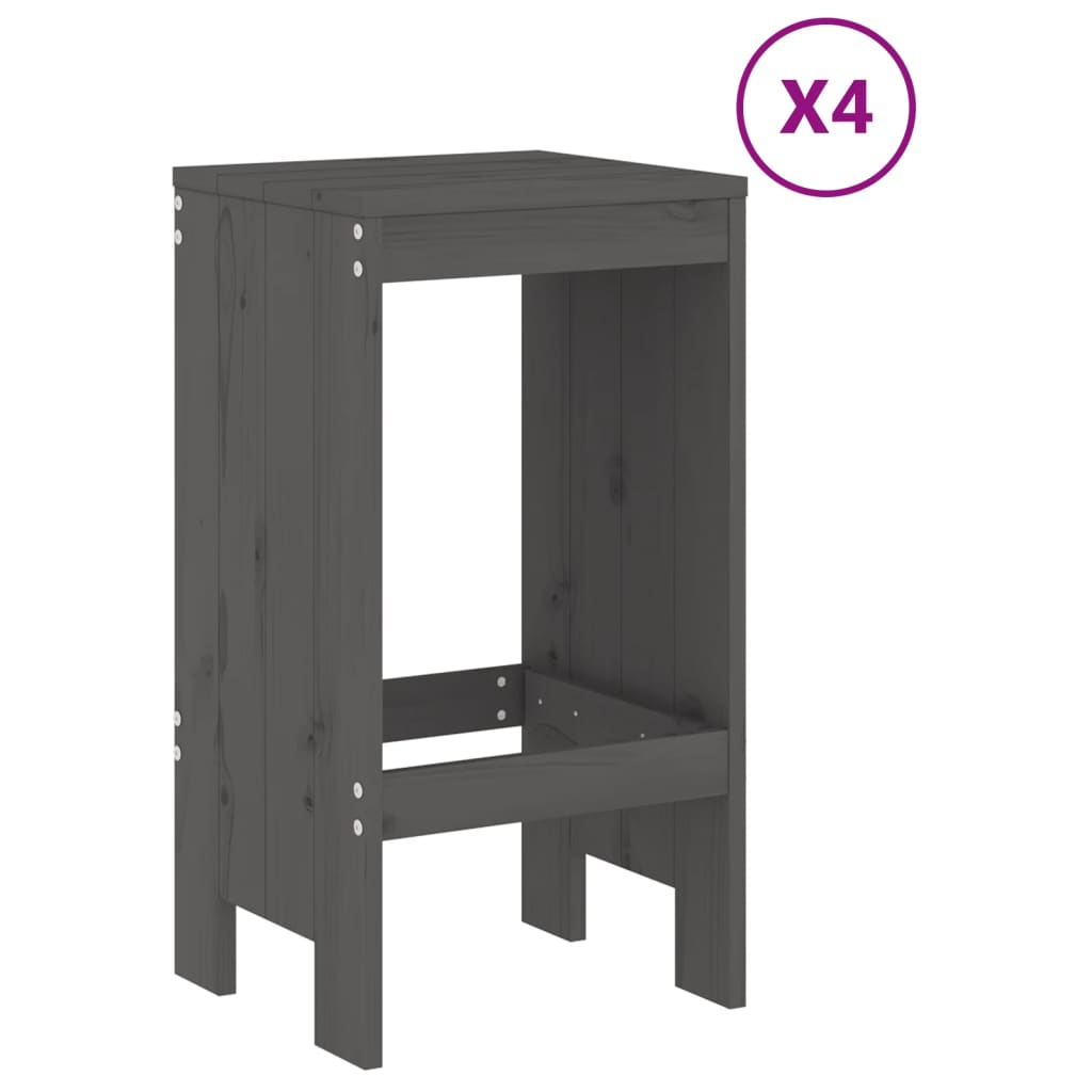 vidaXL 5 Piece Garden Bar Set Grey Solid Wood Pine 3