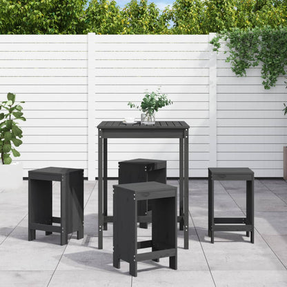 vidaXL 5 Piece Garden Bar Set Grey Solid Wood Pine 1