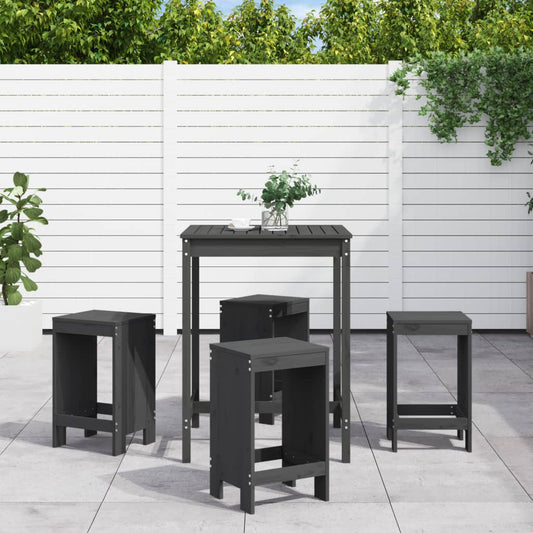 vidaXL 5 Piece Garden Bar Set Grey Solid Wood Pine 1