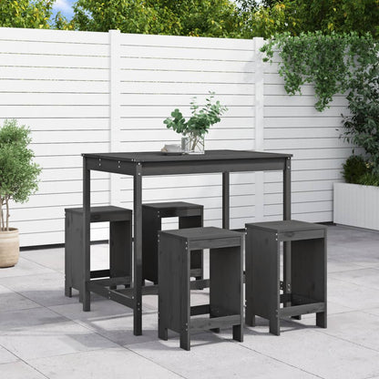 vidaXL 5 Piece Garden Bar Set Grey Solid Wood Pine 1