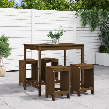 vidaXL 5 Piece Garden Bar Set Honey Brown Solid Wood Pine 1