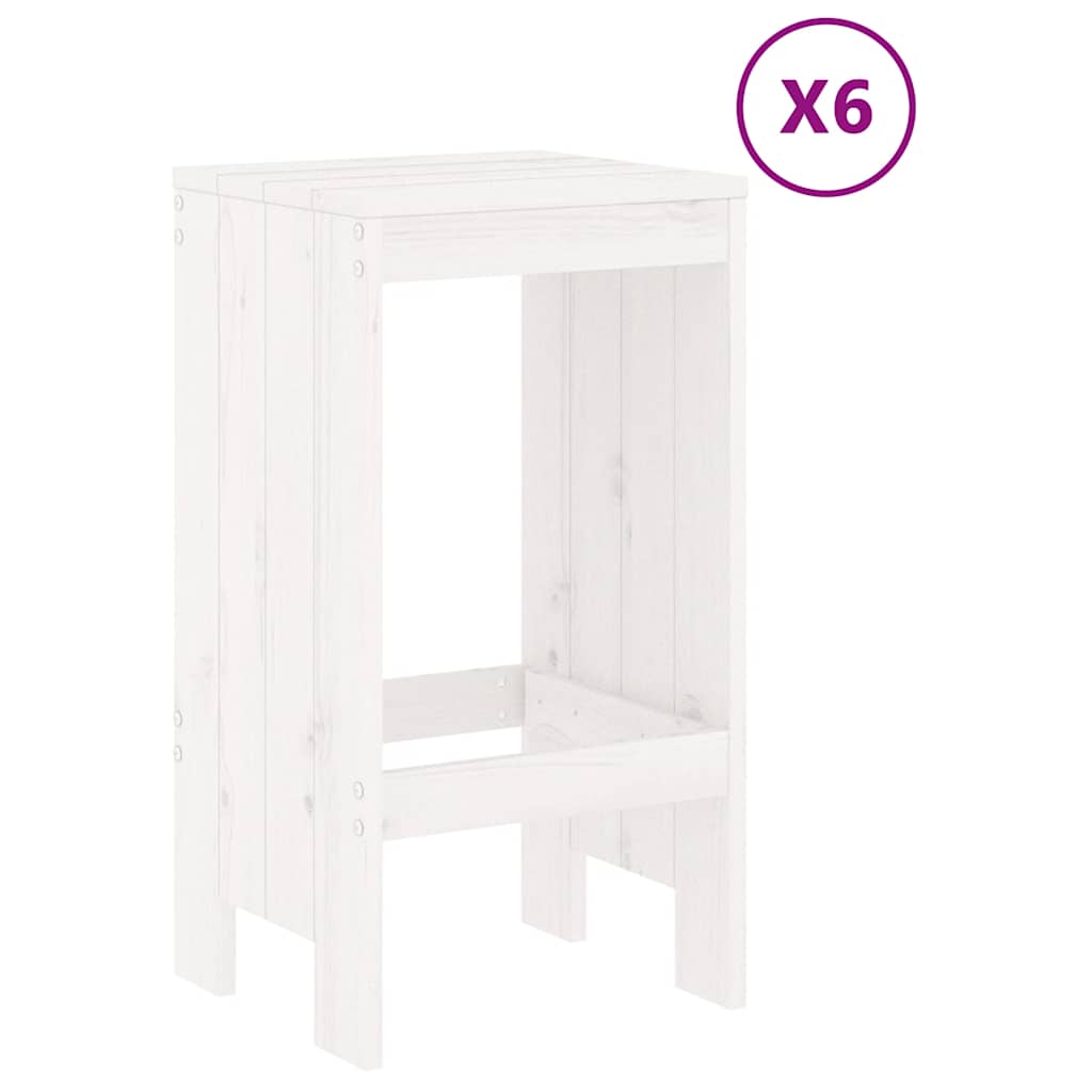 vidaXL 7 Piece Garden Bar Set White Solid Wood Pine 3