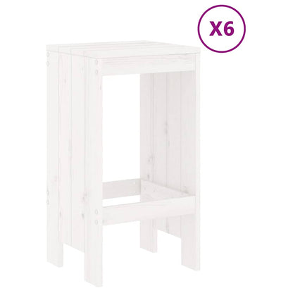 vidaXL 7 Piece Garden Bar Set White Solid Wood Pine 3