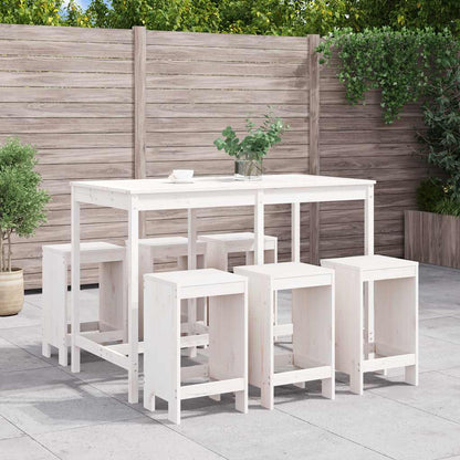 vidaXL 7 Piece Garden Bar Set White Solid Wood Pine 1